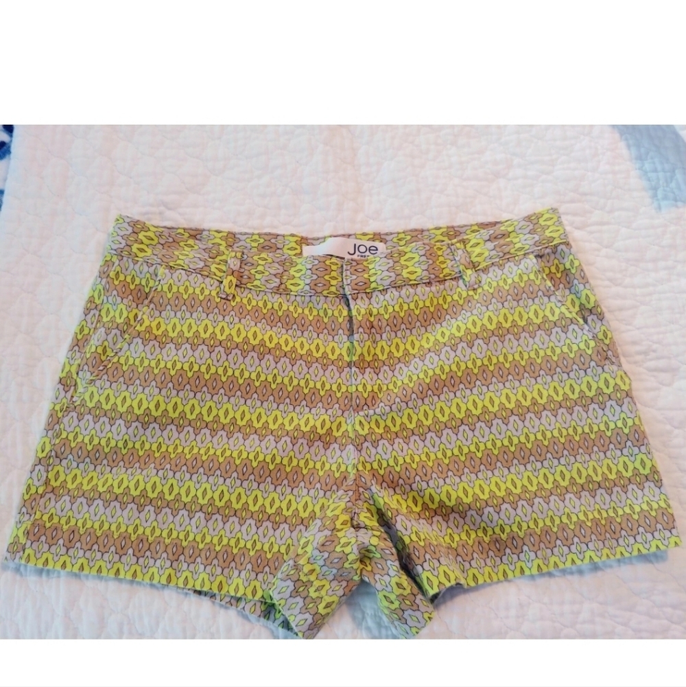 Joe Fresh Women Sz 10 Short Shorts Print Pockets Cotton Blend
